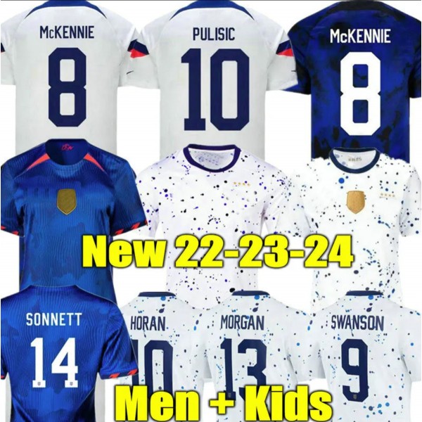 23 24 USA PULISIC AARONSON FERREIRA McKENNIE Soccer Jerseys