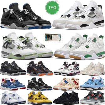 Jordan 4 Retro Basketball Shoes Men 4s Military Black Cat