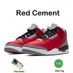 Jordan 3 Retro 3s Black Cardinal Red Dark Muslin Racer
