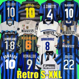 Retro Inter Milan MILITO SNEIJDER ZANETTI Baggio ADRIANO Soccer Jerseys