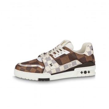 Louis V Trainer Luxy Fashion Men Ladies  Leather Low Sneakers