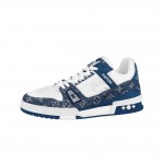 Louis V Trainer Luxy Fashion Men Ladies  Leather Low Sneakers