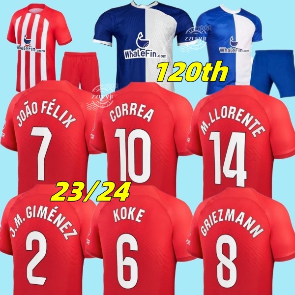  23 24 Atletico Madrid soccer jerseys 120th anniversary